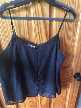 Black Lace-Textured Spaghetti Strap Tank Top - Women Maurices Large